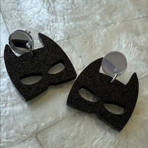 Batman Earrings Mask Glittery